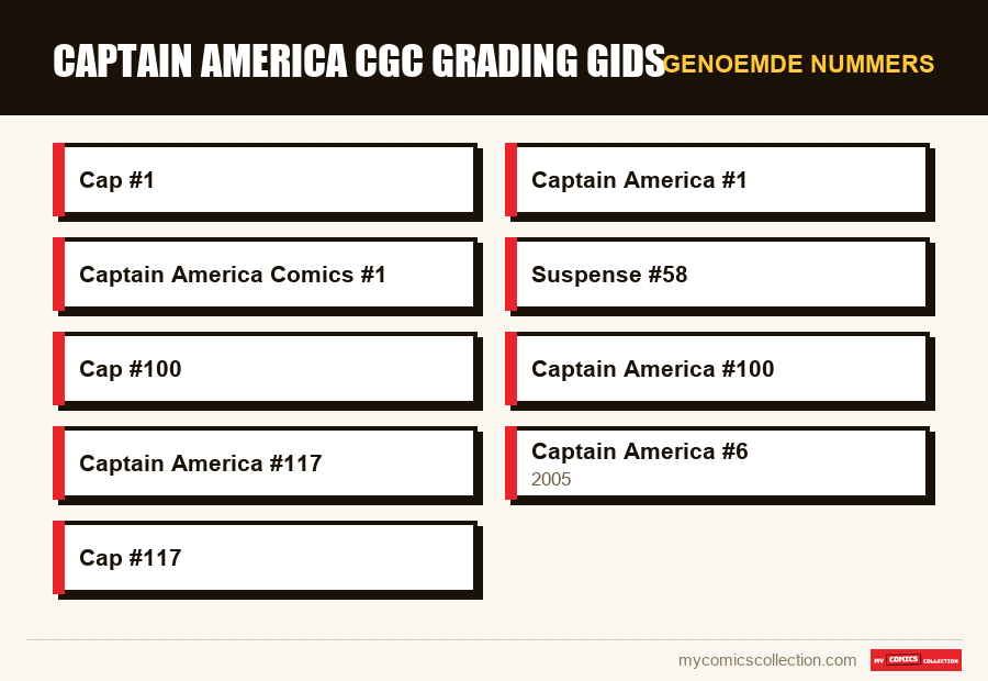 Genoemde nummers : Captain America CGC Grading Gids