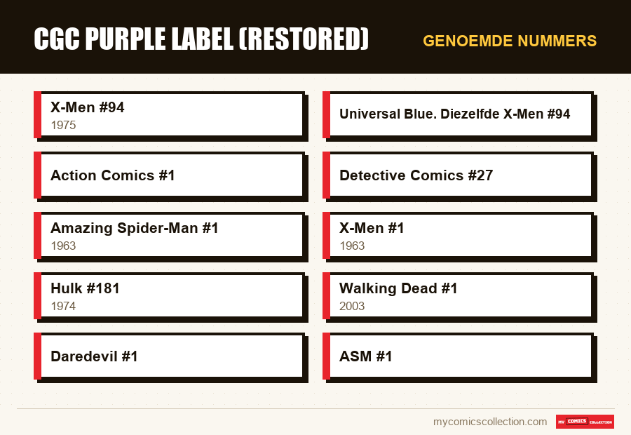 Genoemde nummers : CGC Purple Label (Restored)