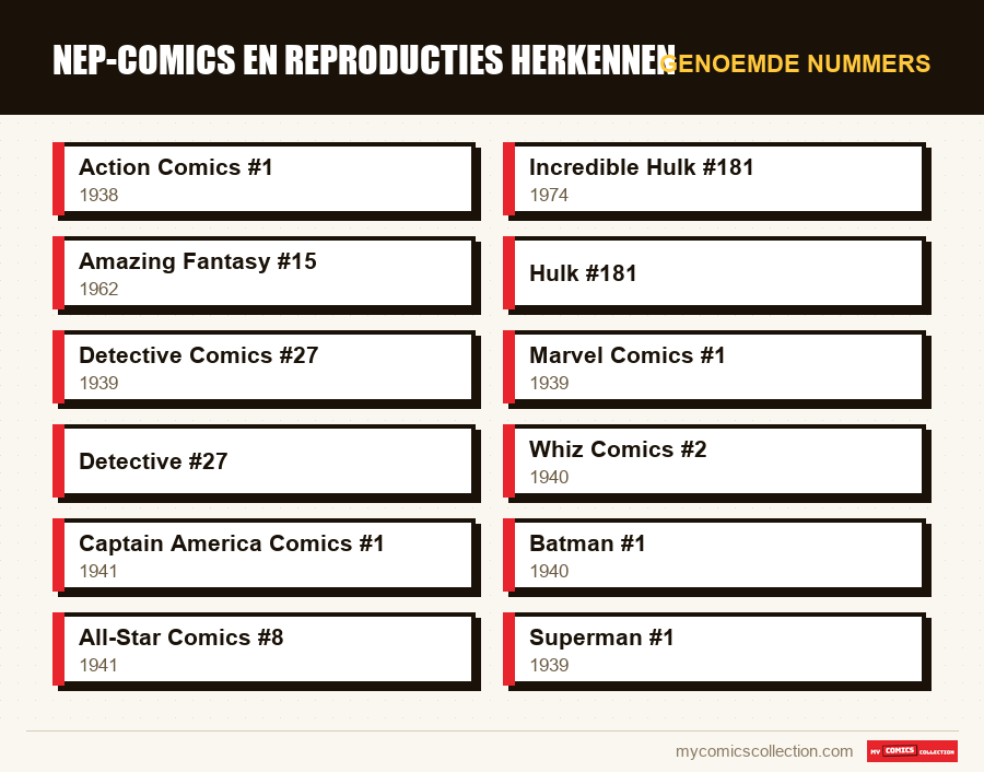Genoemde nummers : Nep-comics en reproducties herkennen