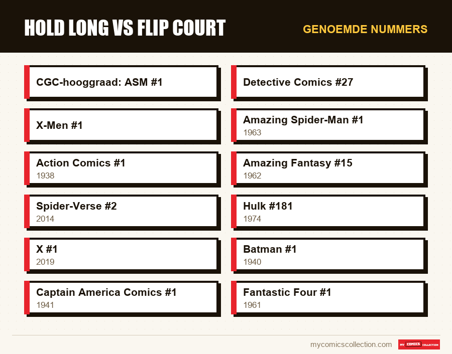 Genoemde nummers : Hold long vs flip court
