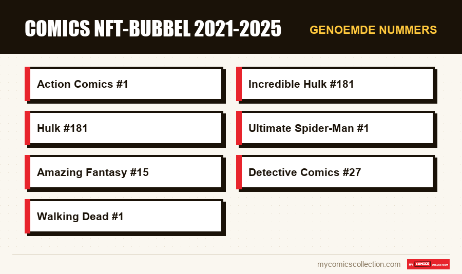 Genoemde nummers : Comics NFT-bubbel 2021-2025