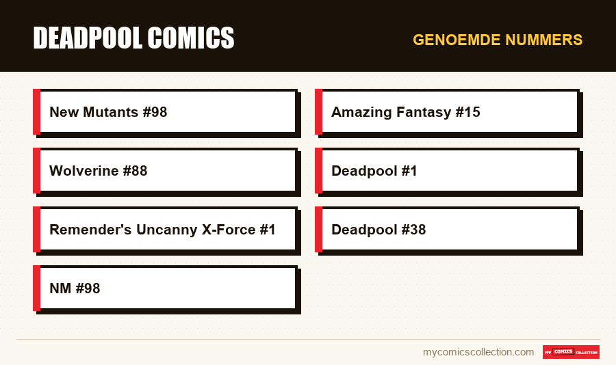 Genoemde nummers : Deadpool Comics