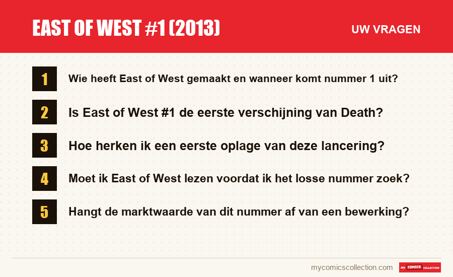 East of West #1 (2013): de veelgestelde vragen die dit artikel beantwoordt