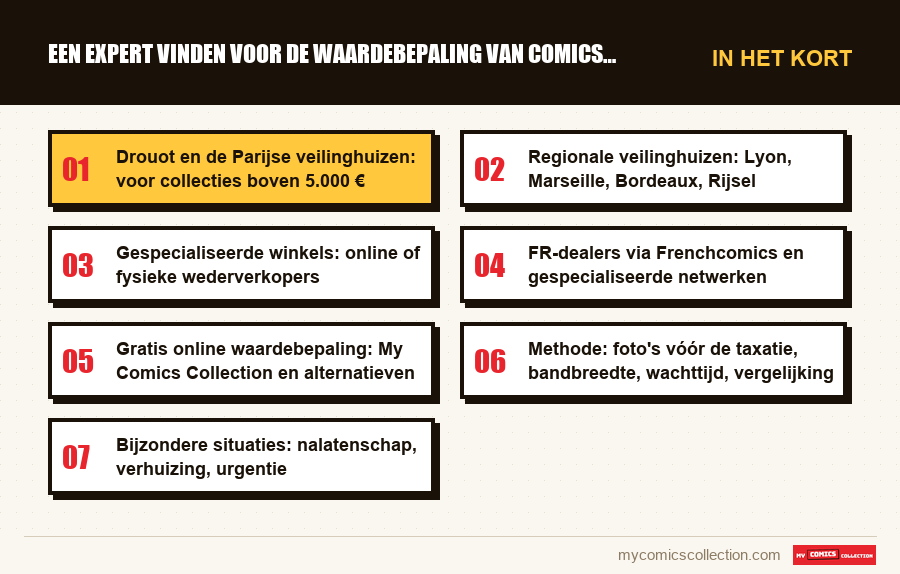In het kort : Een expert vinden voor de waardebepaling van comics in Frank