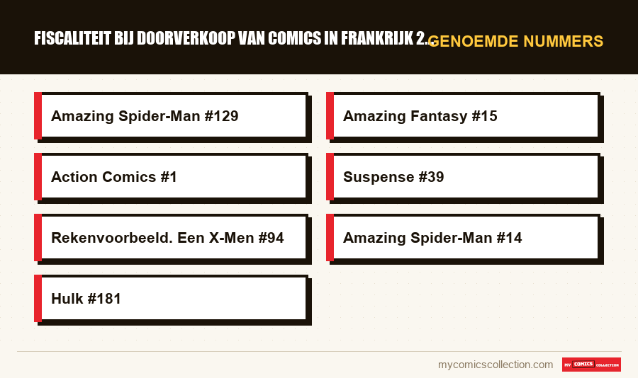Genoemde nummers : Fiscaliteit bij doorverkoop van comics in Frankrijk 2026