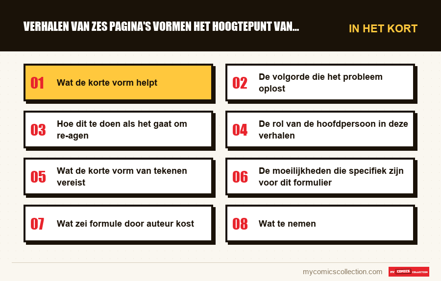 In het kort : Verhalen van zes pagina's vormen het hoogtepunt van het werk