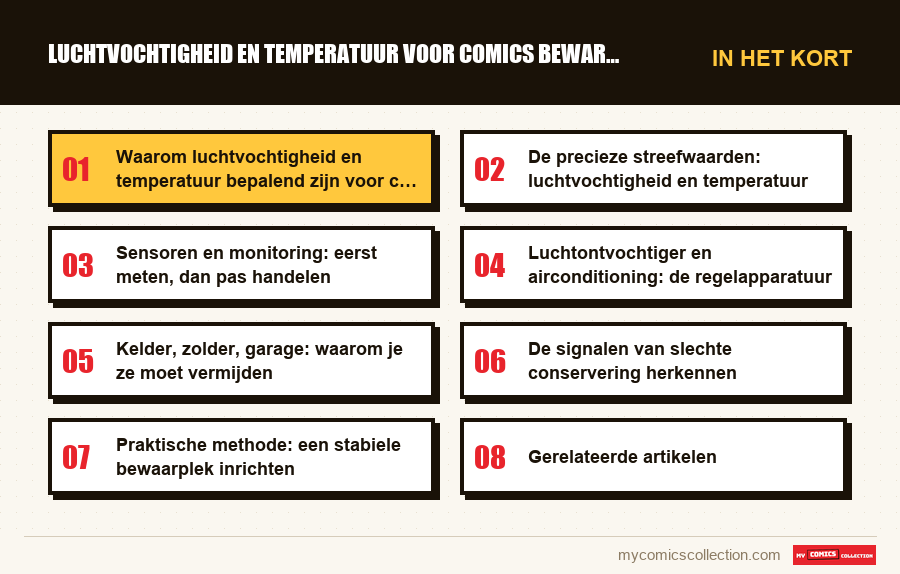 In het kort : Luchtvochtigheid en temperatuur voor comics bewaren