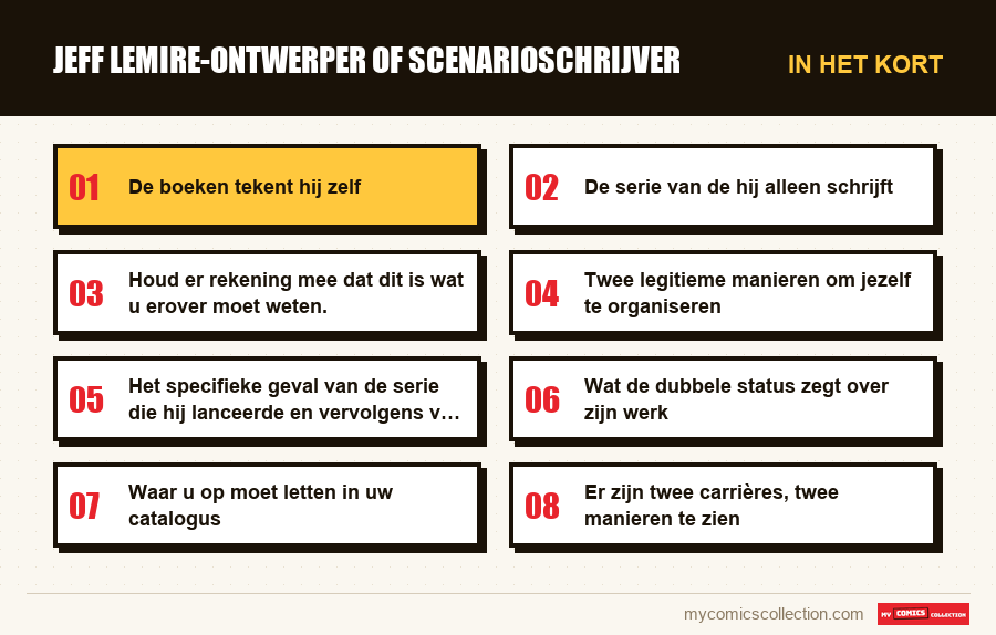 In het kort : Jeff Lemire-ontwerper of scenarioschrijver