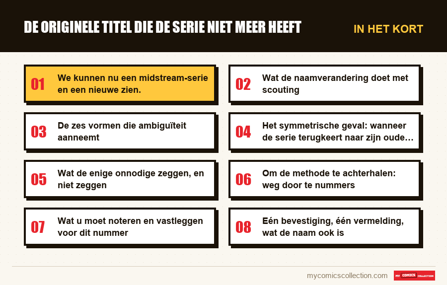In het kort : De originele titel die de serie niet meer heeft