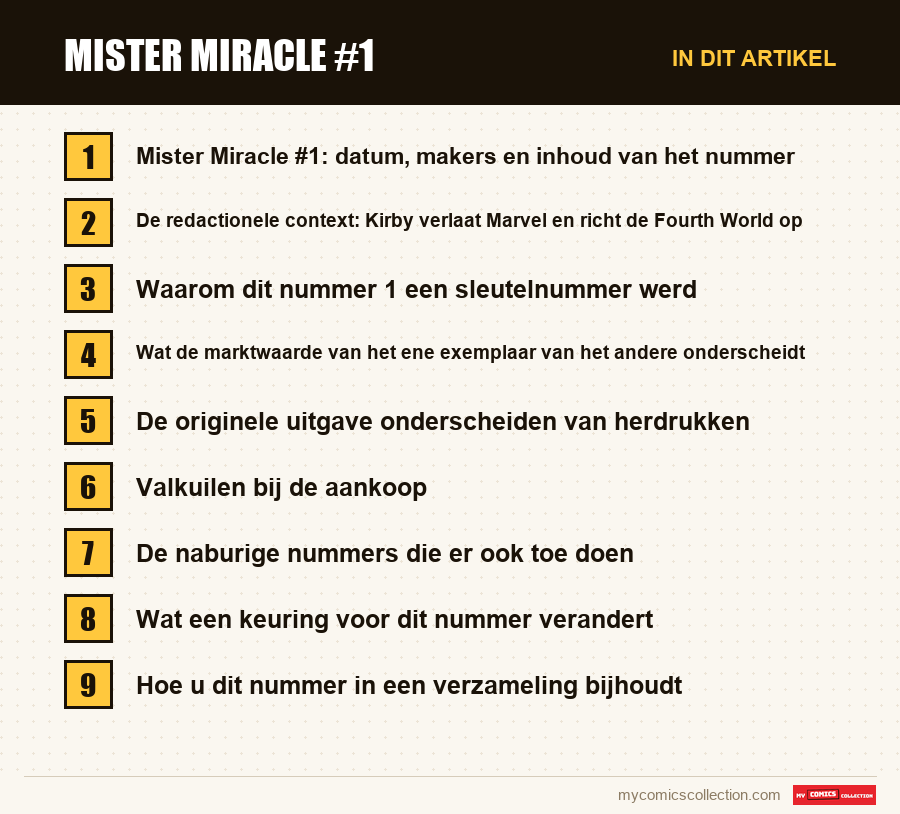 Mister Miracle #1: de onderdelen van dit artikel, in leesvolgorde