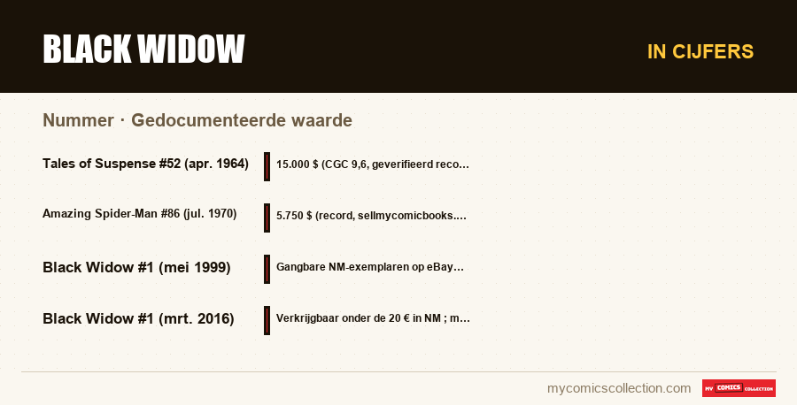 In cijfers : Black Widow, Gedocumenteerde waarde