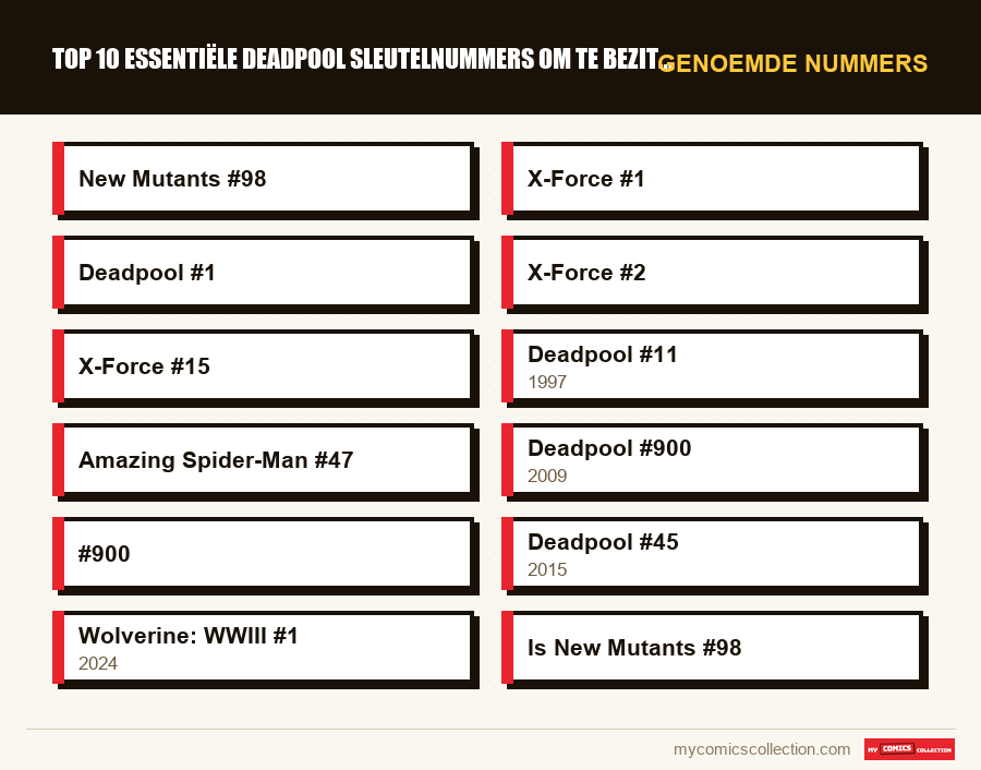 Genoemde nummers : Top 10 essentiële Deadpool sleutelnummers om te bezitten