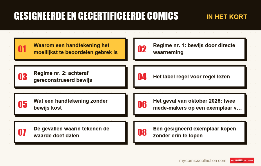 In het kort : Gesigneerde en gecertificeerde comics