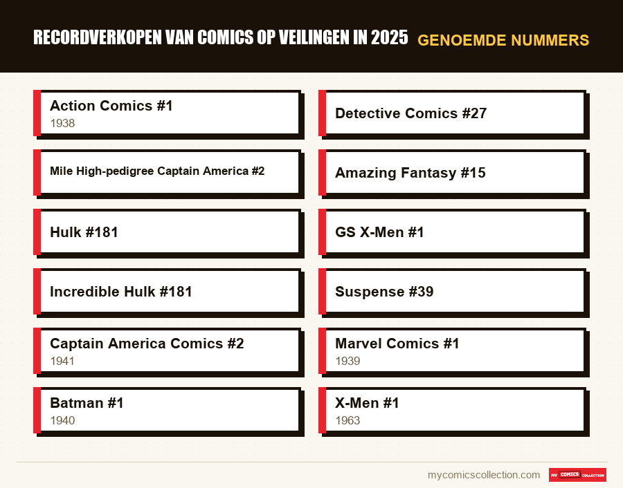 Genoemde nummers : Recordverkopen van comics op veilingen in 2025