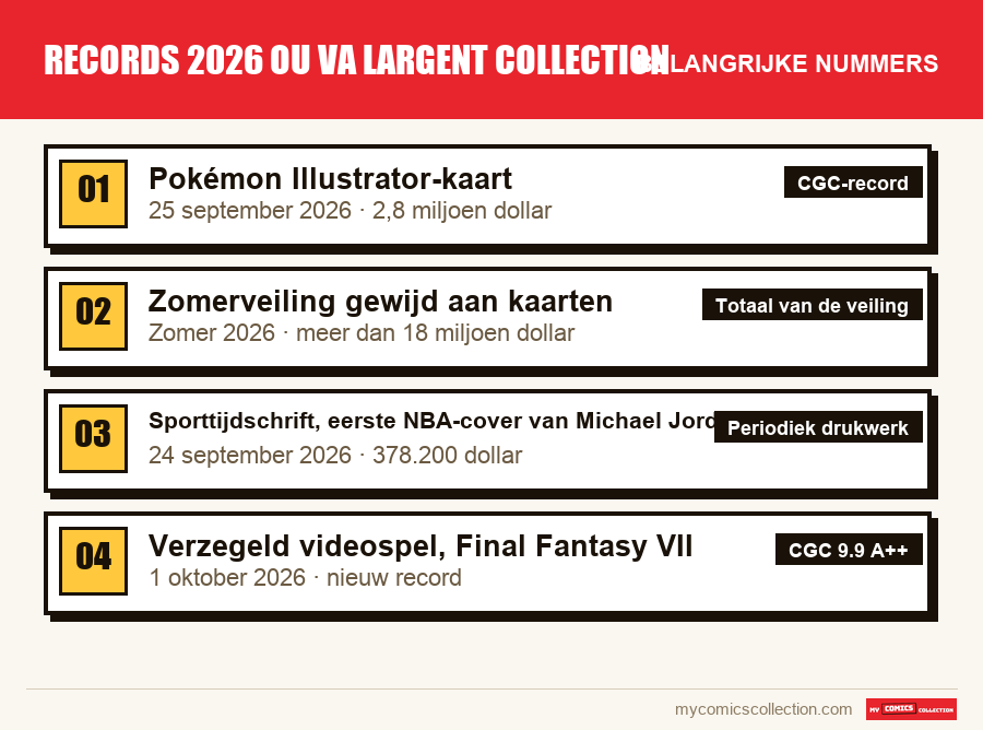 De belangrijke records 2026 ou va largent collection-nummers op volgorde