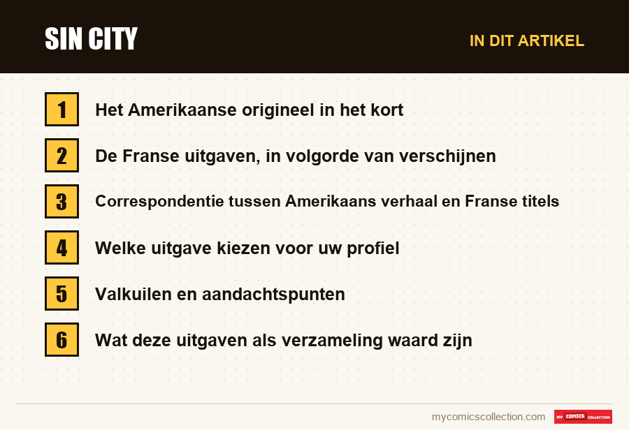 Sin City: de onderdelen van dit artikel, in leesvolgorde