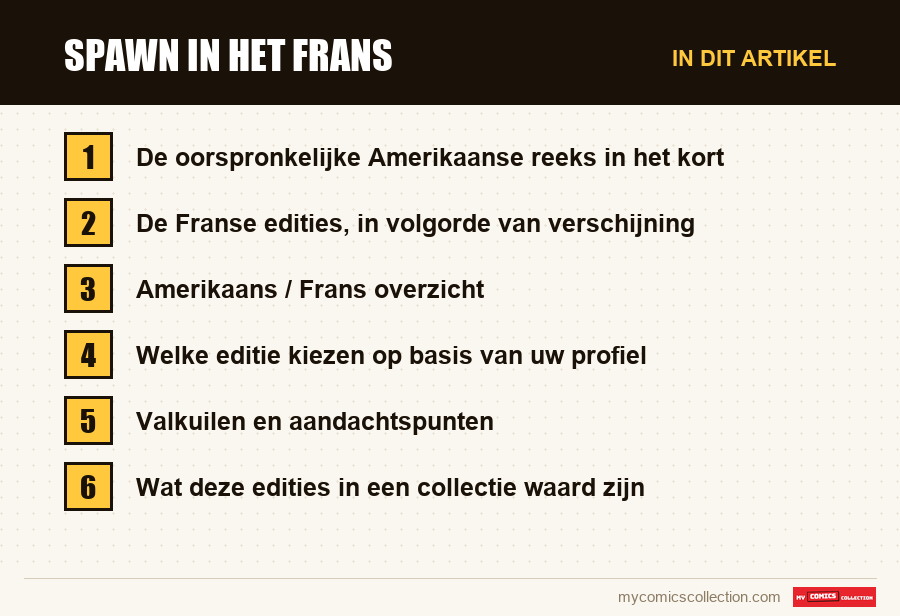 Spawn in het Frans: de onderdelen van dit artikel, in leesvolgorde