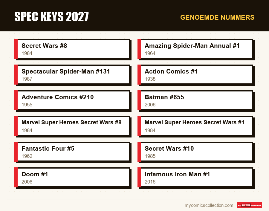 Genoemde nummers : Spec keys 2027