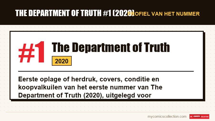 Profiel van The Department of Truth #1: nummer, jaar en waarom het een sleutelnummer is