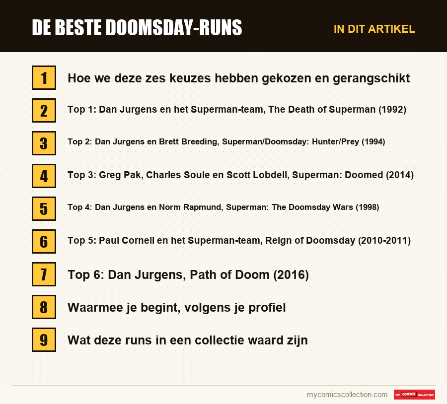 De beste Doomsday-runs: de onderdelen van dit artikel, in leesvolgorde