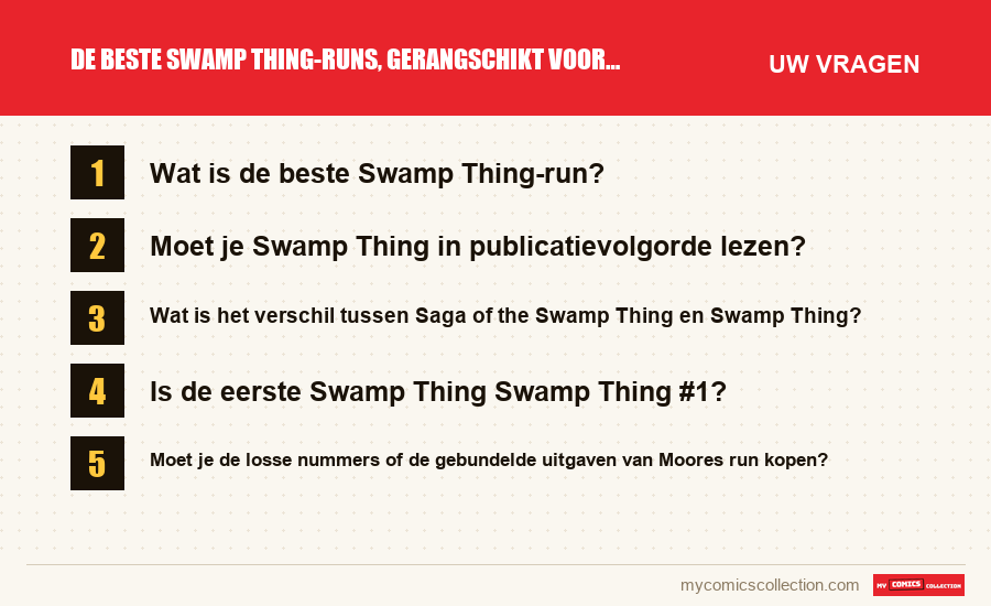 De beste Swamp Thing-runs, gerangschikt voor lezers en verzamelaars: de veelgestelde vragen die dit artikel beantwoordt