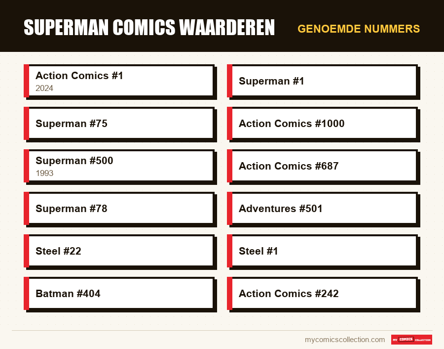 Genoemde nummers : Superman Comics Waarderen