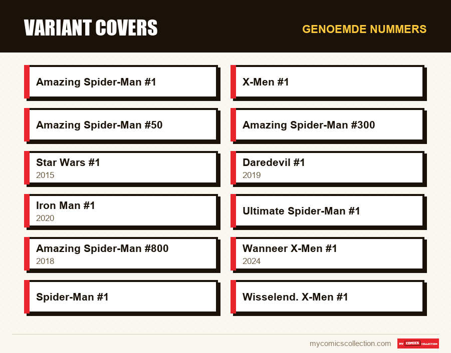 Genoemde nummers : Variant covers