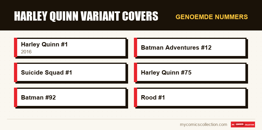 Genoemde nummers : Harley Quinn Variant Covers