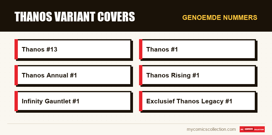 Genoemde nummers : Thanos Variant Covers