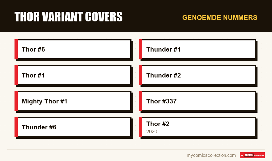 Genoemde nummers : Thor Variant Covers