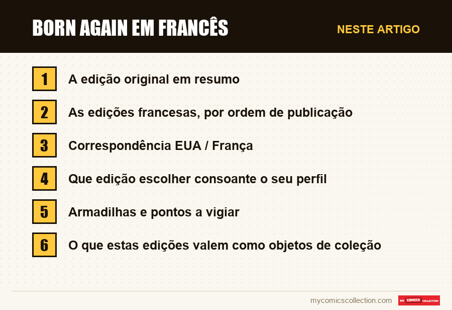 Born Again em francês: as seções deste artigo, por ordem de leitura