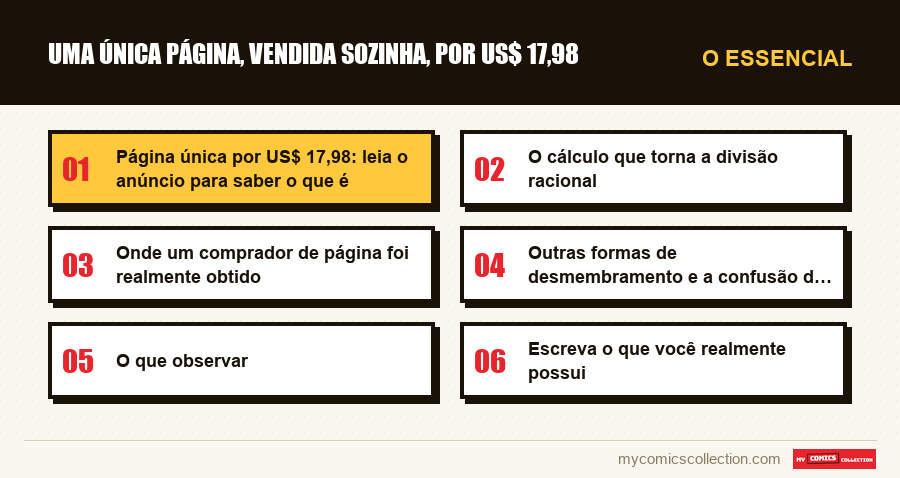 O essencial : Uma única página, vendida sozinha, por US$ 17,98