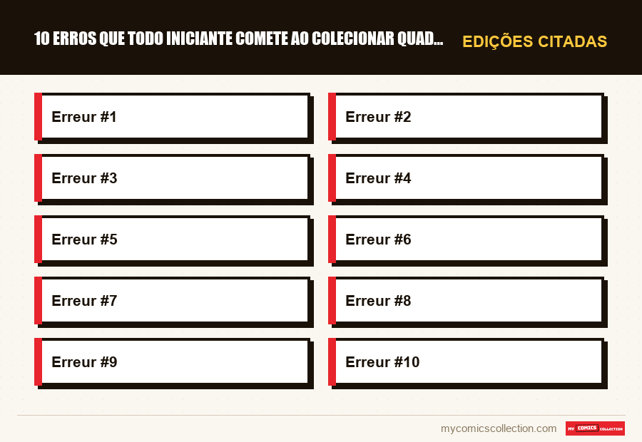 Edições citadas : 10 erros que todo iniciante comete ao colecionar quadrinhos