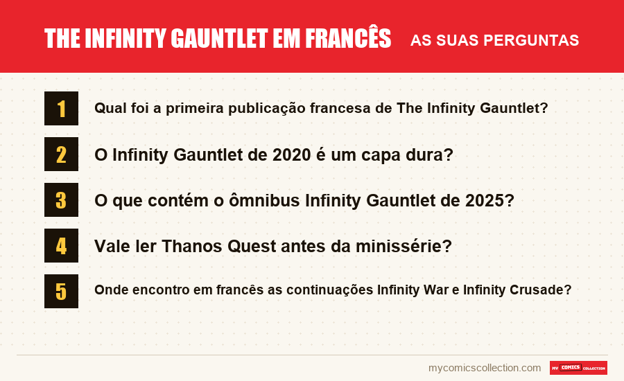 The Infinity Gauntlet em francês: as perguntas frequentes respondidas neste artigo