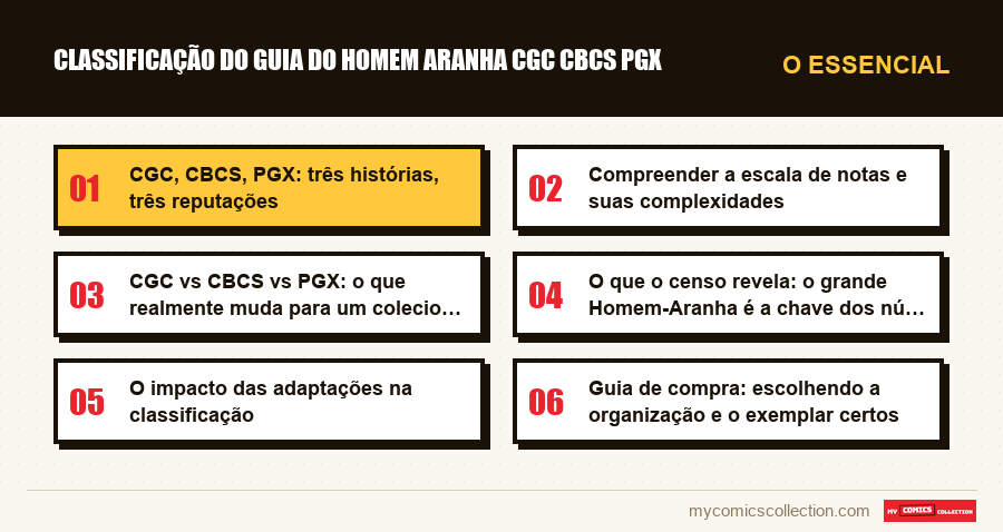 O essencial : classificação do guia do homem aranha cgc cbcs pgx