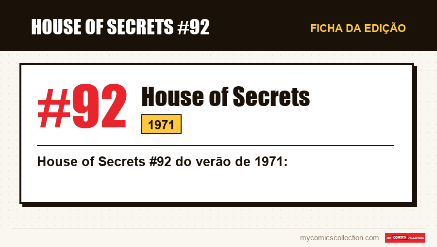 Ficha de House of Secrets #92: número, ano e por que é uma edição-chave