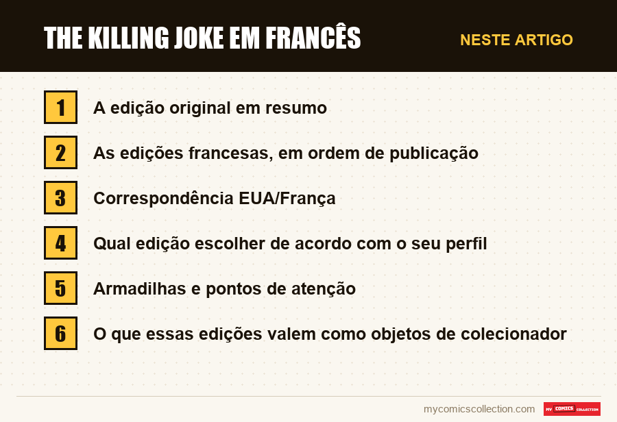 The Killing Joke em francês: as seções deste artigo, por ordem de leitura