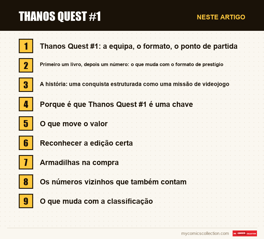 Thanos Quest #1: as seções deste artigo, por ordem de leitura
