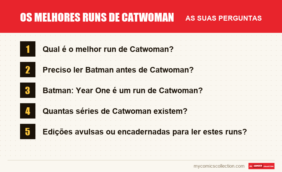Os melhores runs de Catwoman: as perguntas frequentes respondidas neste artigo