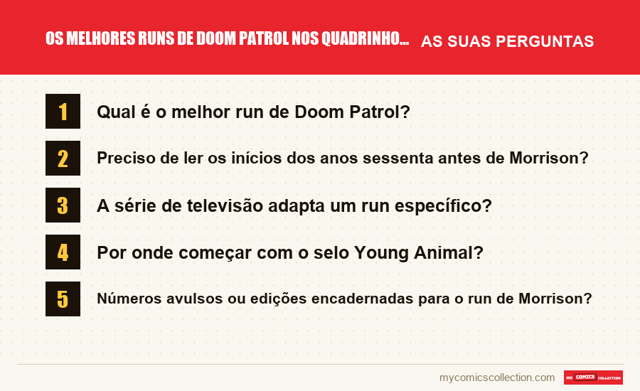 Os melhores runs de Doom Patrol nos quadrinhos, por ordem: as perguntas frequentes respondidas neste artigo