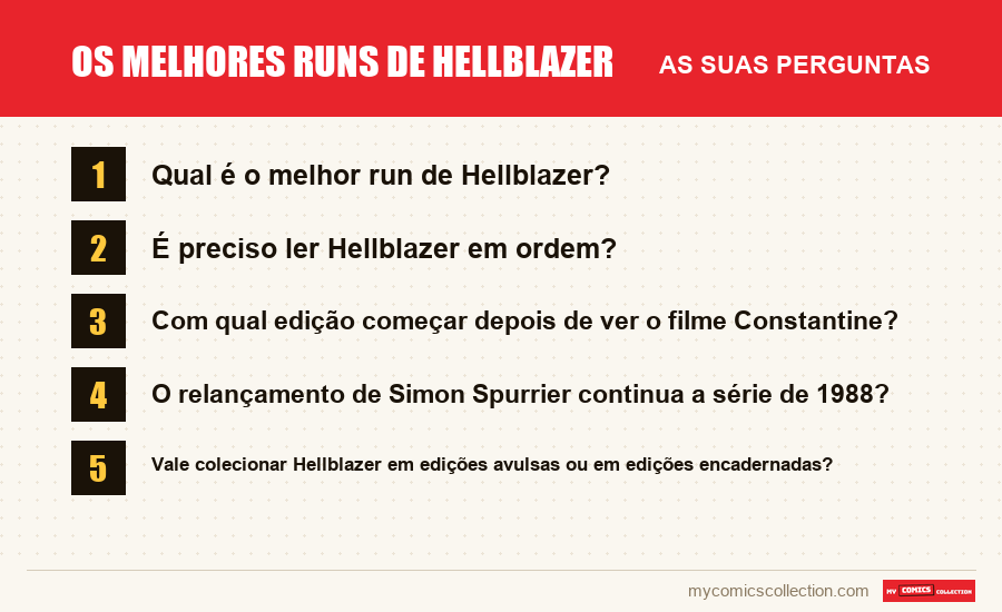 Os melhores runs de Hellblazer: as perguntas frequentes respondidas neste artigo