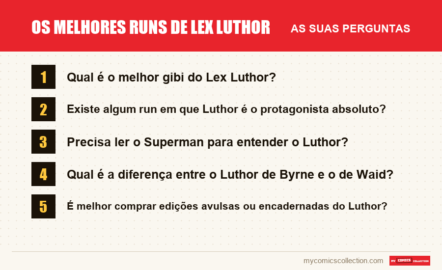 Os melhores runs de Lex Luthor: as perguntas frequentes respondidas neste artigo