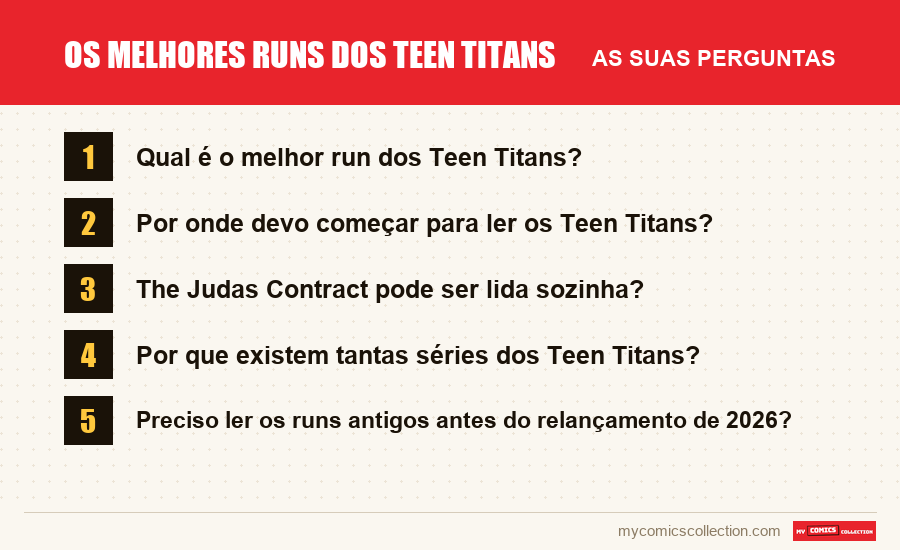 Os melhores runs dos Teen Titans: as perguntas frequentes respondidas neste artigo