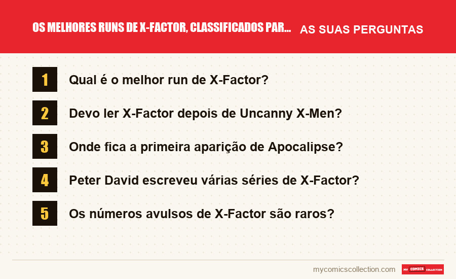 Os melhores runs de X-Factor, classificados para leitores e colecionadores: as perguntas frequentes respondidas neste artigo